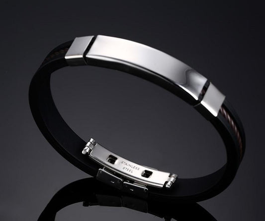 Stainless Steel ID Rubber Bracelet