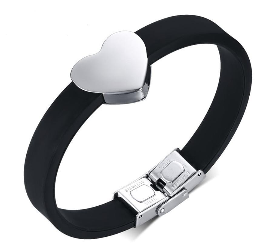 Stainless Steel Heart Silicone Bracelets