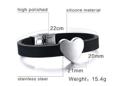 Stainless Steel Heart Silicone Bracelets