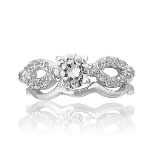 Zirconia Engagement Band Ring Set