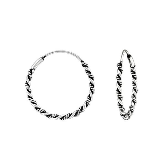 Sterling Silver  Bali Hoop Earrings