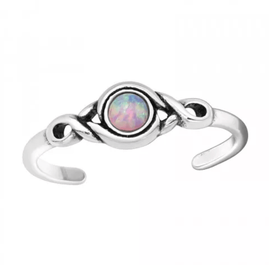 Silver Opal Adjustable Toe Ring