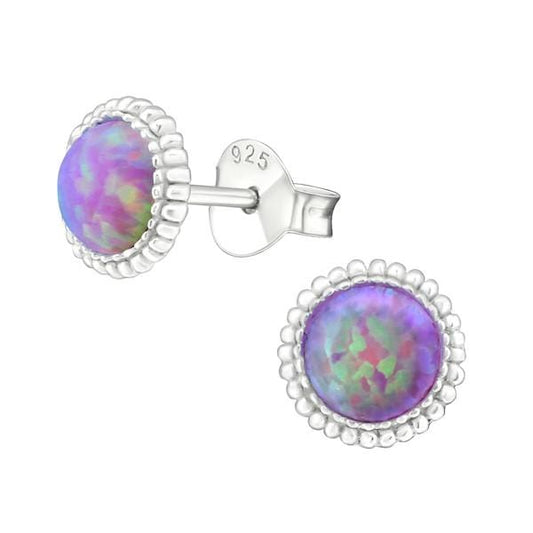Sterling Silver Bubble Gem Round Ear Studs