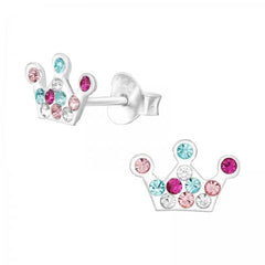 Kids Silver Crown Stud Earrings