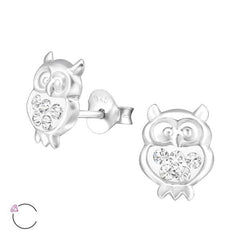Sterling Silver Kids Owl Stud Earrings