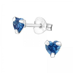 Silver Birthstone Heart Earrings