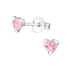 Silver Birthstone Heart Earrings