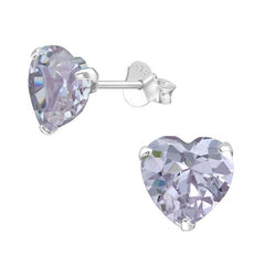 Silver Heart 8mm Zirconia Stud Earrings
