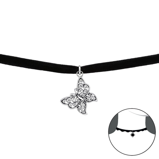 Silver Butterfly Choker