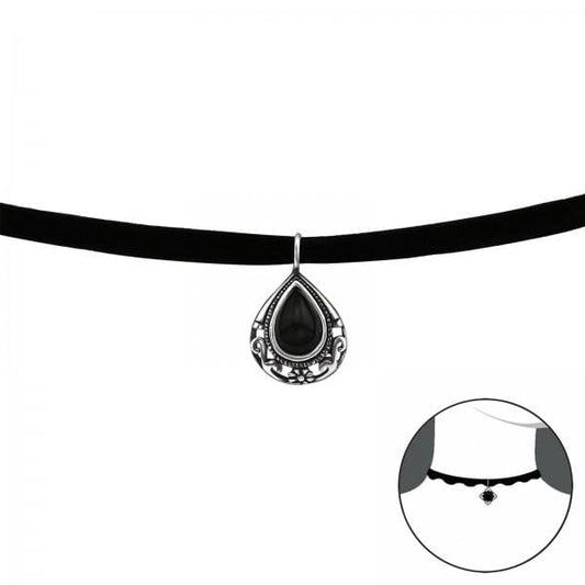 Silver Pear Choker Necklace