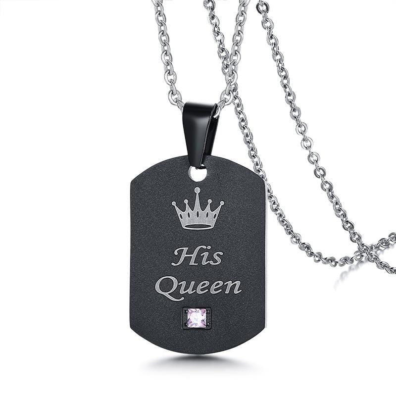 Stainless Steel His queen Her King Couple Necklace