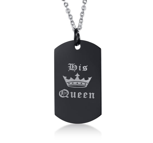 Stainless Steel King Queen Necklace for Couple