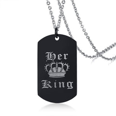 Stainless Steel King Queen Necklace for Couple