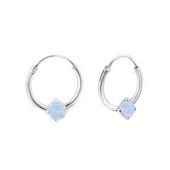 Silver Air Blue Opal	Hoop Earrings with Swarovski Crystal