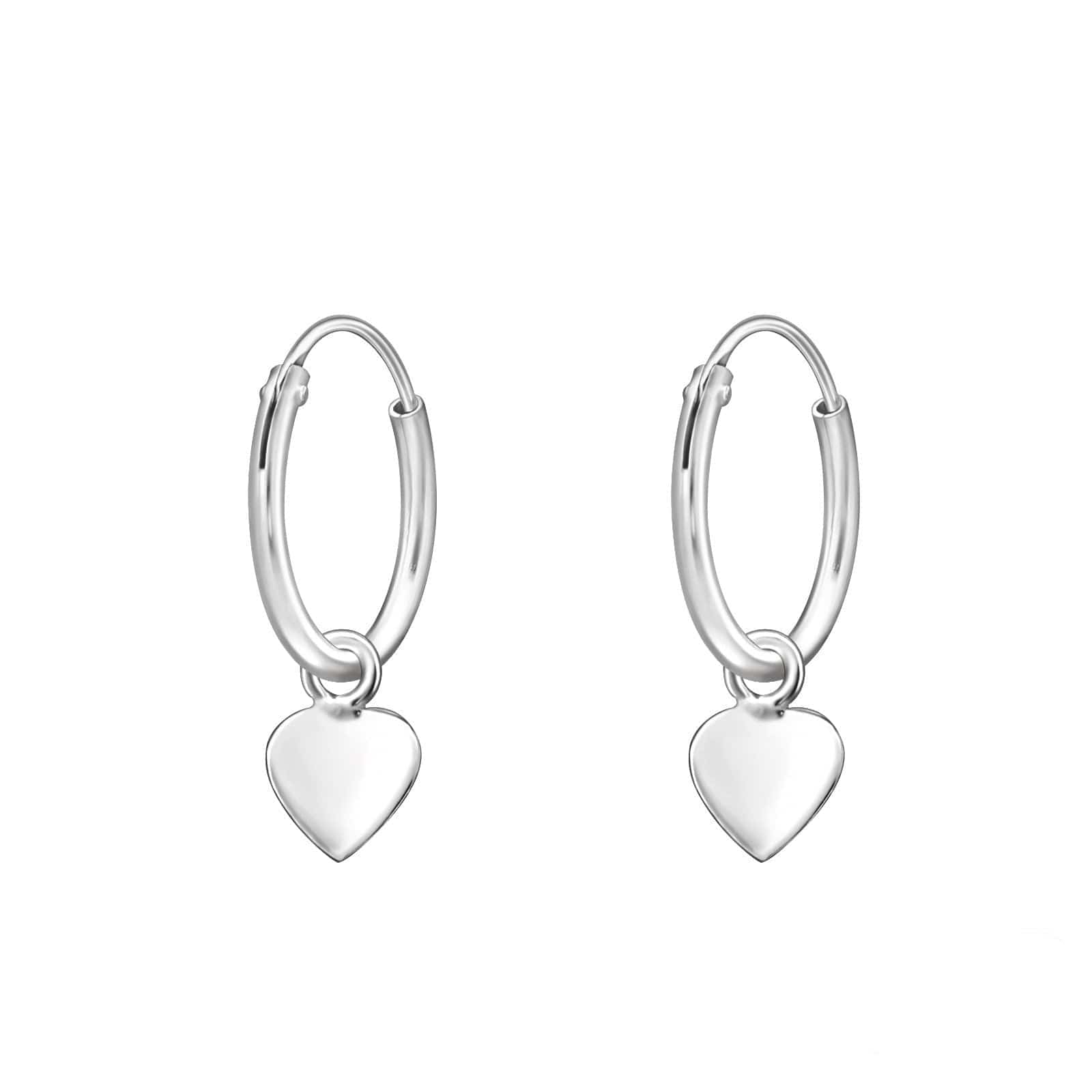 Silver Hanging Heart Hoop Earrings