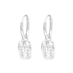 Silver Ballerina Shoes hoop Earring With Swarovski Crystal