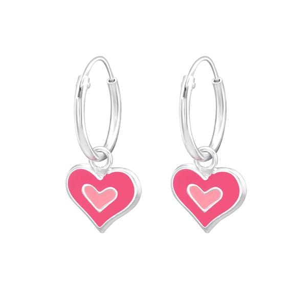 Silver Hanging Heart Earrings for Girls