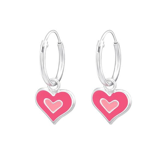 Silver Hanging Heart Earrings for Girls