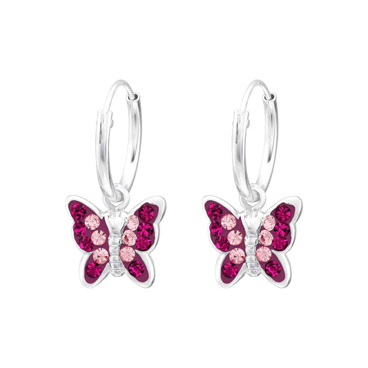 Silver Butterfly Crystal Earrings