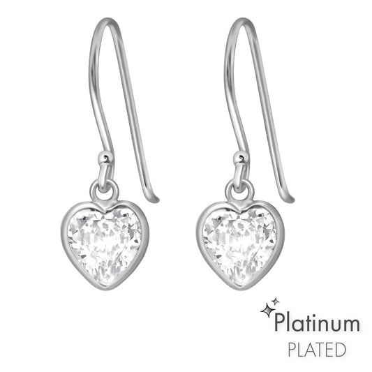 Silver Platinum  Heart Earrings
