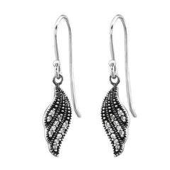 Silver Bali Wing CZ Crystal Earrings