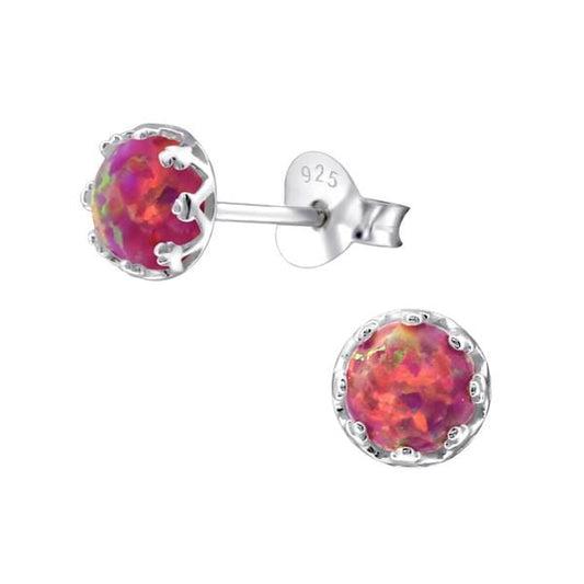 Sterling Silver Opal Stud Earrings