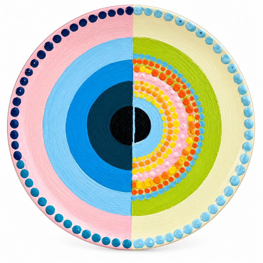 Chromatic Eye Abstract Geometric Ceramic Decorative Wall Plate – front view