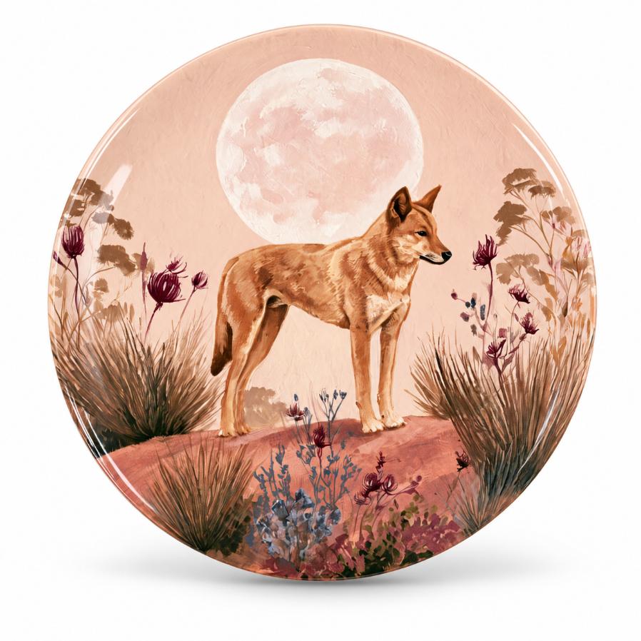 Moonlit Coyote Desert Decorative Wall Plate