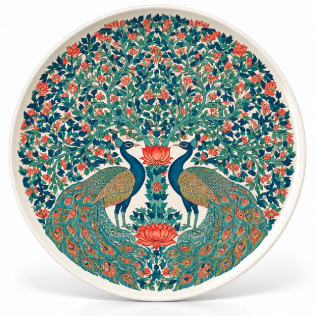 Peacock Lotus Tree of Life Wall Plate