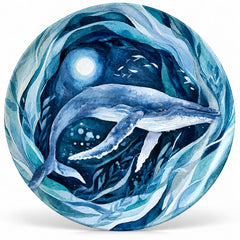 Moonlit Blue Whale Ocean Wall Plate