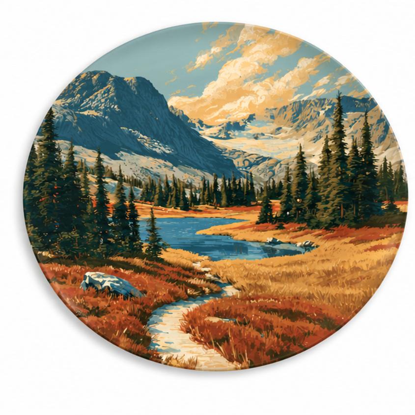 Alpine Lake Golden Hour Landscape Wall Plate