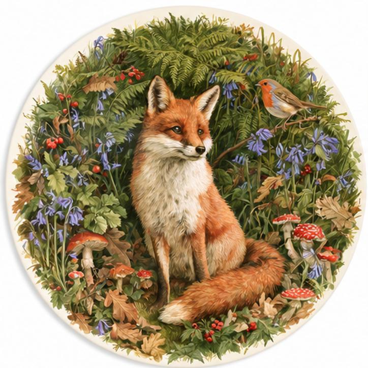 Woodland Fox & Robin Fern Wall Plate
