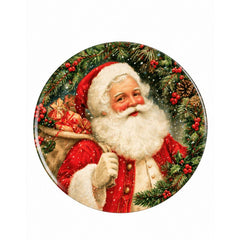 Classic Santa Evergreen Christmas Wall Plate
