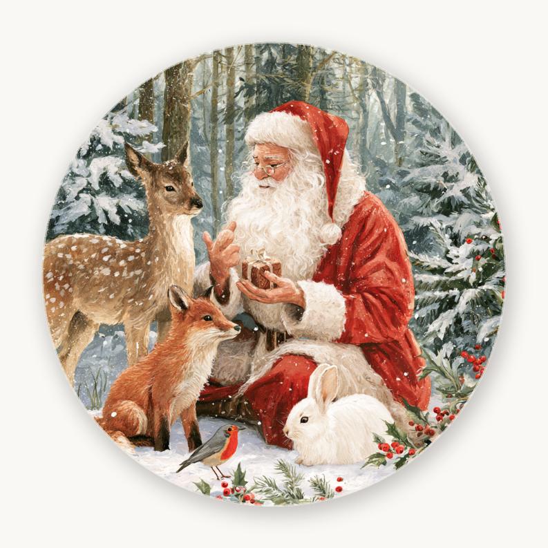 Santa & Woodland Friends Snowy Forest Wall Plate