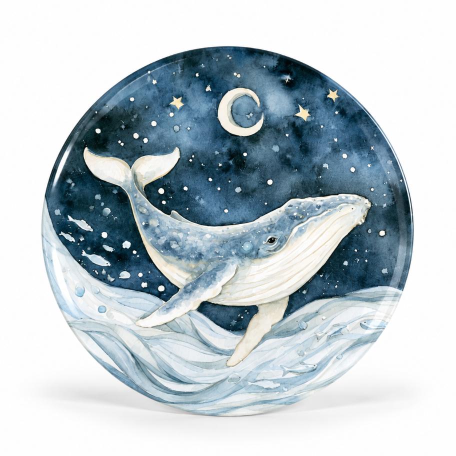 Whale Beneath the Crescent Moon Decorative Wall Plate