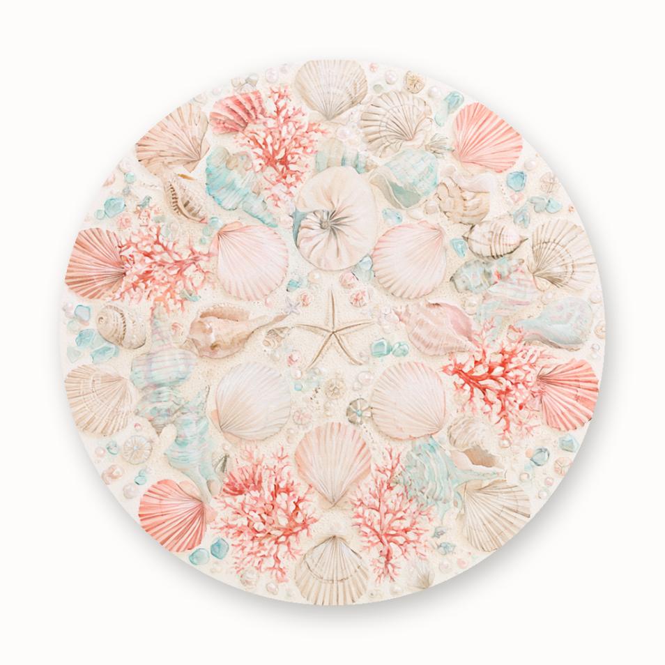 Pastel Seashell & Coral Beach Treasures Wall Plate