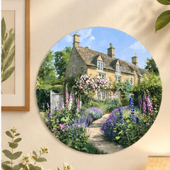 Cottage Garden Country House Wall Plate displayed on a wall