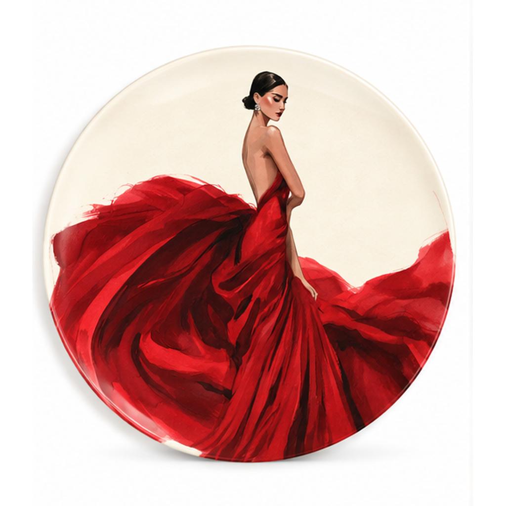 Scarlet Gown Elegance Fashion Wall Plate