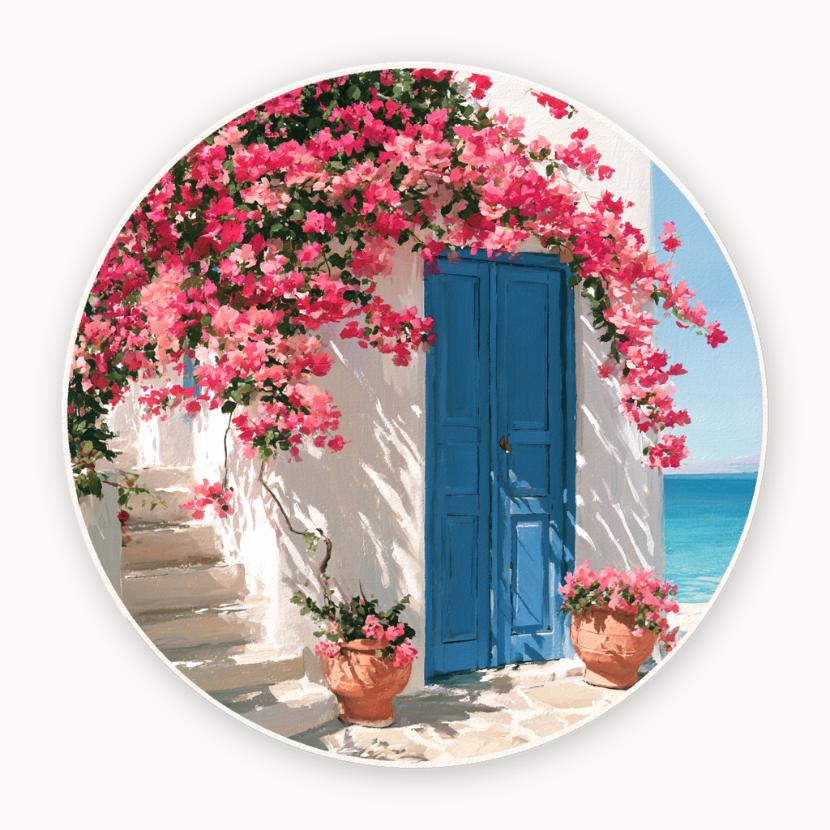 Santorini Bougainvillea Blue Door Wall Plate