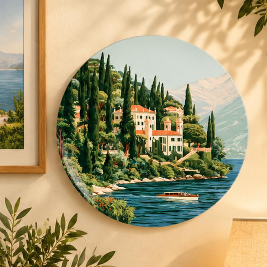 Cypress Grove Lake Como Villa Wall Plate displayed on a wall
