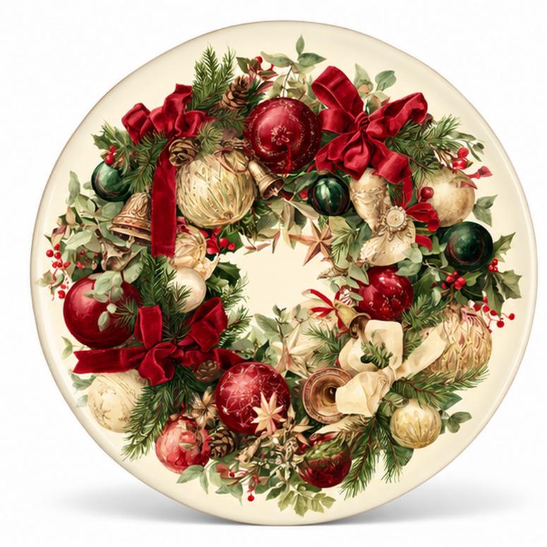 Victorian Christmas Wreath Wall Plate