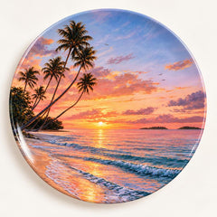 Tropical Palm Sunset Paradise Wall Plate