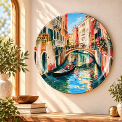 Romantic Venice Gondola Canal Wall Plate displayed on a wall