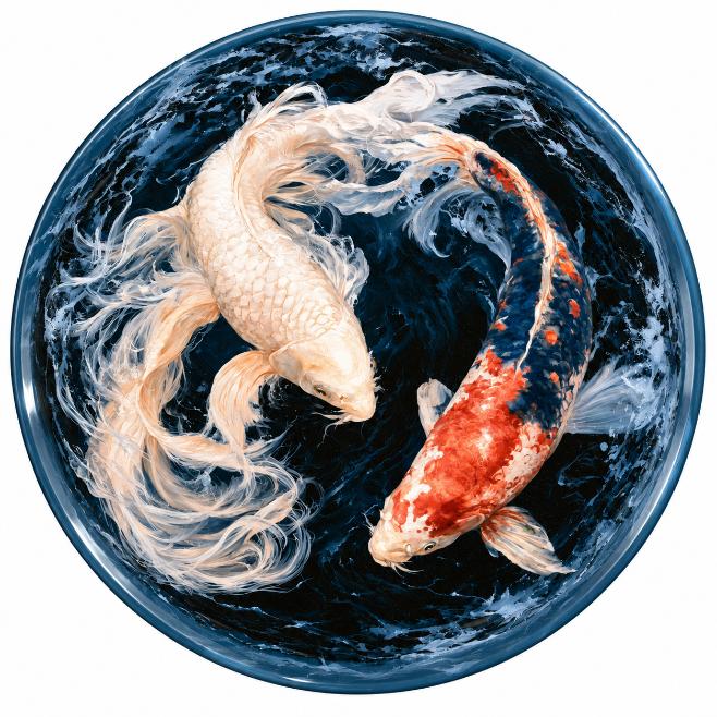 Yin Yang Dancing Koi Wall Plate