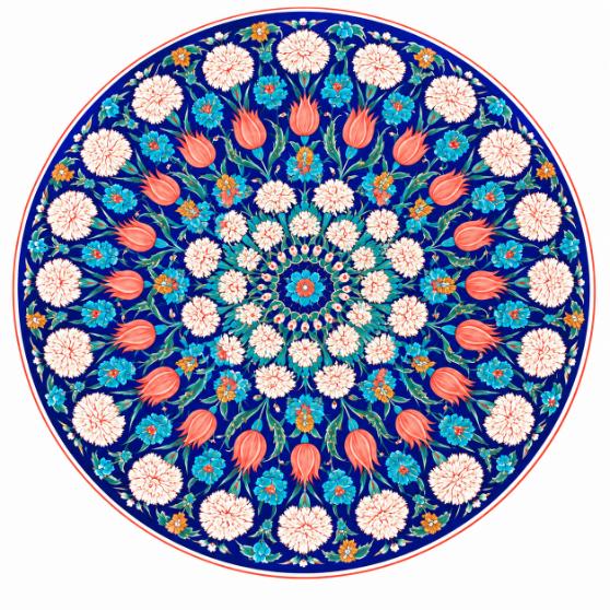 Midnight Blue Floral Mandala Wall Plate