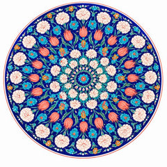 Midnight Blue Floral Mandala Wall Plate
