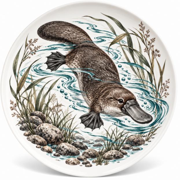 Platypus River Wildlife Sketch Wall Plate