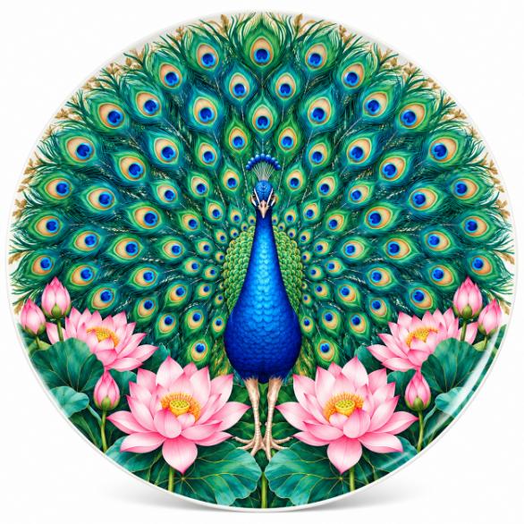 Royal Peacock Pink Lotus Garden Wall Plate