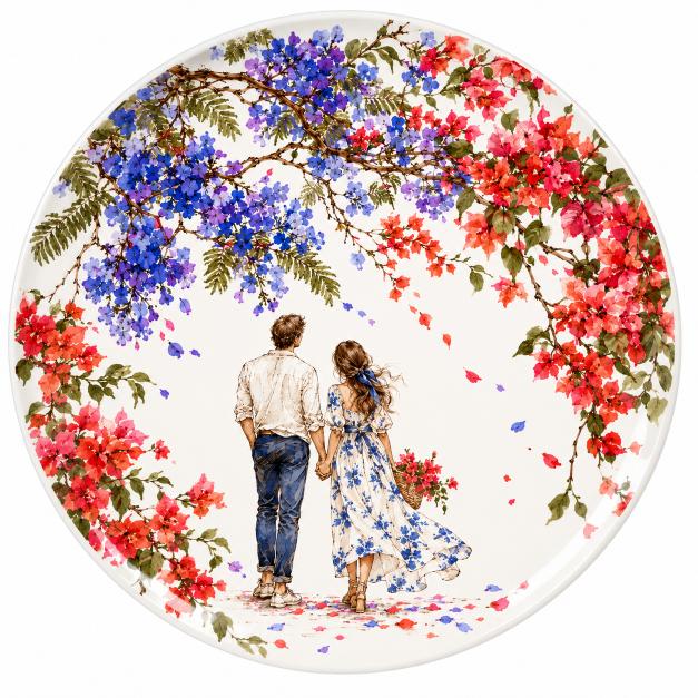 Bougainvillea Love Story Couple Wall Plate