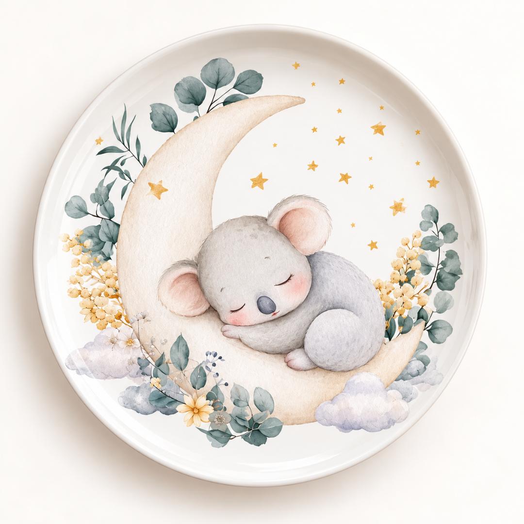Sleeping Koala on Crescent Moon Wall Plate